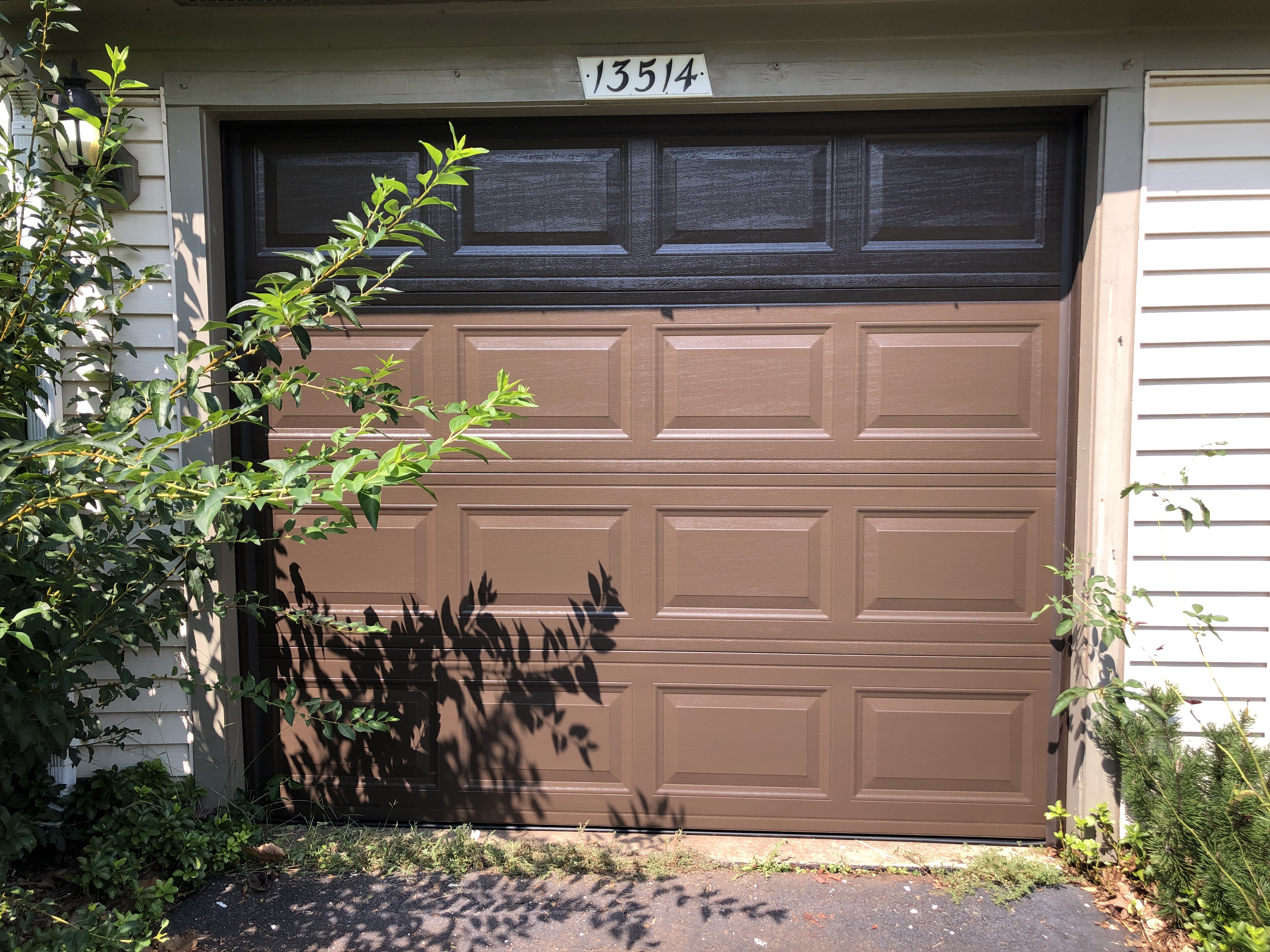 Residential garage door at a suburban home